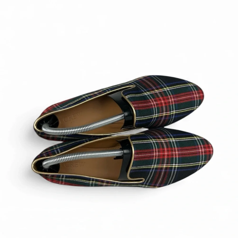 J‎ Crew Factory Smoking Plaid Loafers Womens 9.5